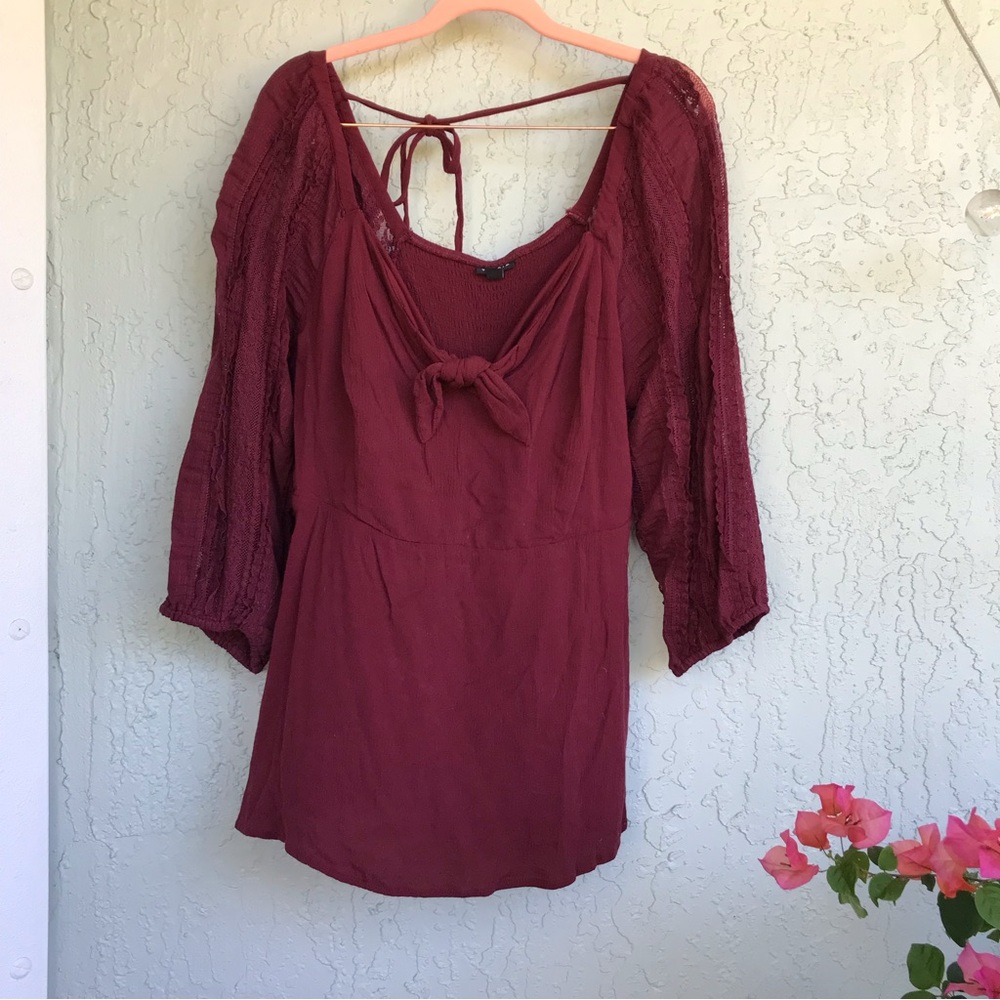 🦄 Torrid Maroon Babydoll crinkle top
